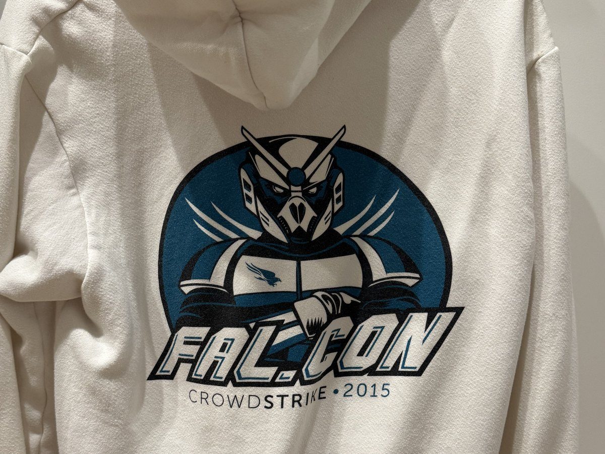 The back of a CrowdStrike Fal.Con 2015 hoodie